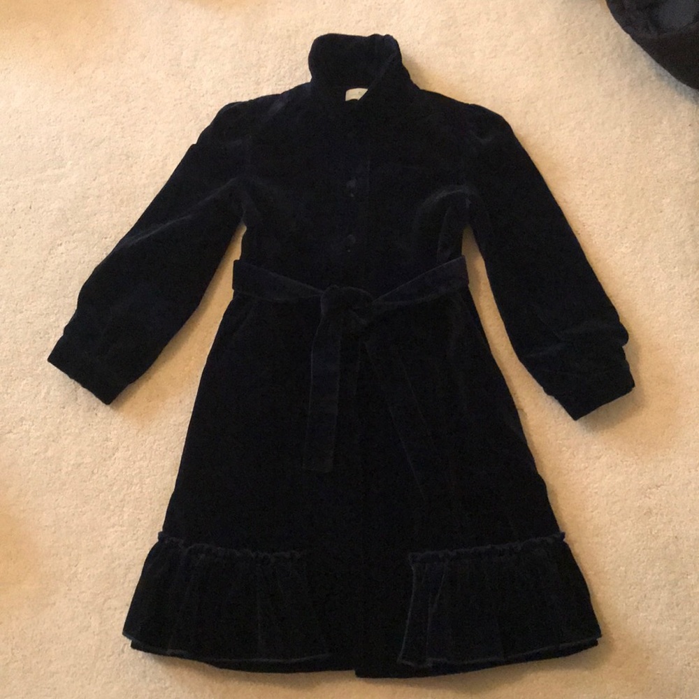 Marie Chantal designer navy velvet dress coat Sz 6